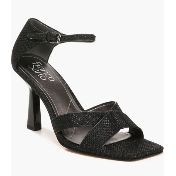 Franco Sarto Shoes - Franco Sarto Sandals Size 5 Black Leather Ankle Strap Sparkly Dress Heels NEW